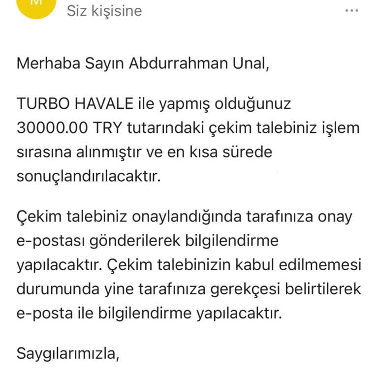 30.000 TL Çekim Ödemesi İş Bankası Hesabına Yatırılmadı Acil Çözüm Talebi