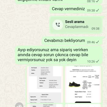 Kapıda Ödeme Siparişimde Büyüklük Sorunu İçin Cevap Gelmiyor