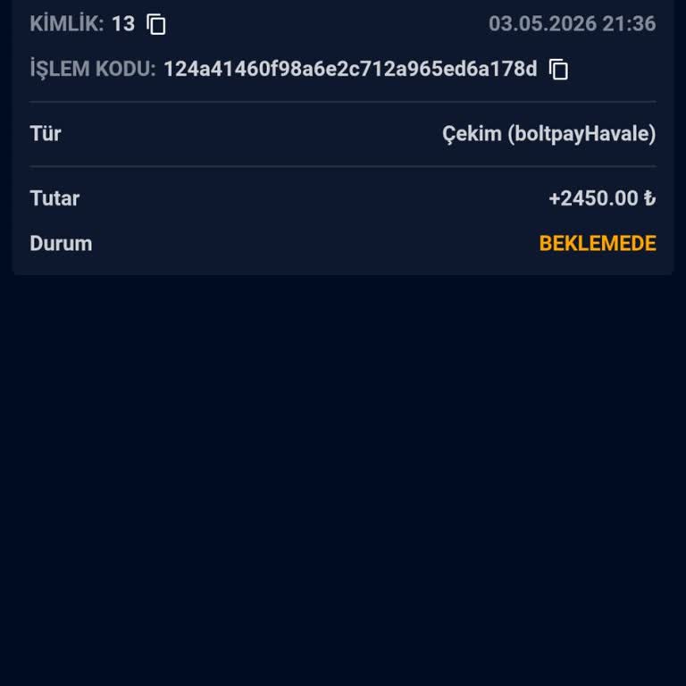 2.450 TL Havale Çekim Talebinin Uzun Süre Beklemede Kalması Ve Canlı Destek Erişimsizliği
