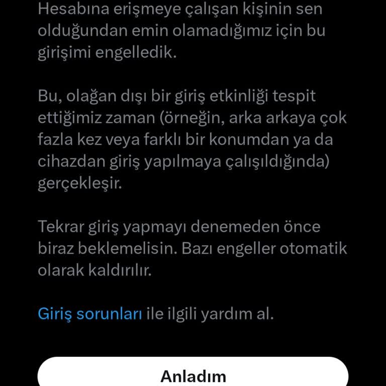 Yetkisiz Doğrulama Kodu Ve Şifre Sorunu Nedeniyle Hesabım Kullanılamaz Duruma Geldi