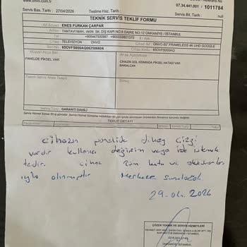 Onvo Televizyonda Görüntü Çizgisi Ve Servis Sorunu Ücret İadesi Talebi