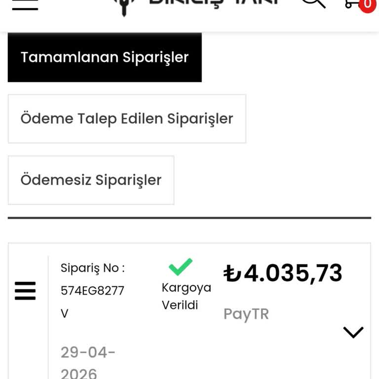 Diriliş Takı Kargo Firması İletişimsiz Ve Sipariş Gönderilmedi