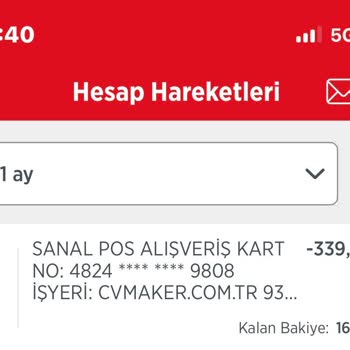 CV Marker’dan İzinsiz 339 TL Çekimi Ve Üyelik İptali Talebi