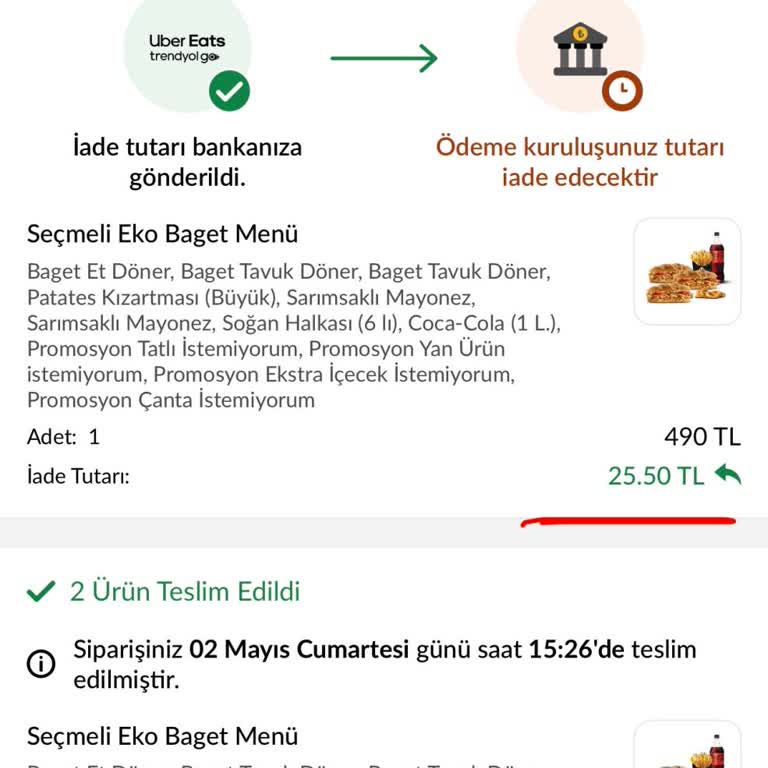 Uber Eats’te Eksik Kola Ve Otomatik Düşük İade Kararına İtiraz