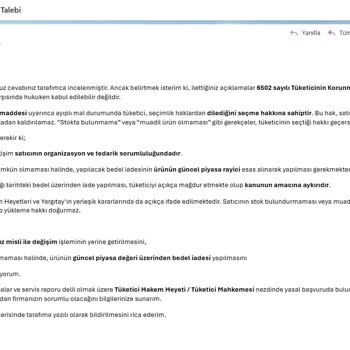 Garanti Ve Tüketici Heyeti Kararıyla Değişim Talebine Cevap Yok