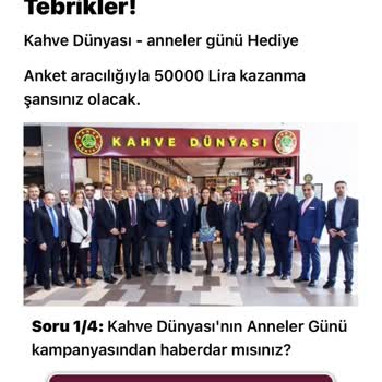 Kahve Dünyası Markasına Yönlendirilen Sahte Bağlantı Ve 50.000 TL Hediye İddiası