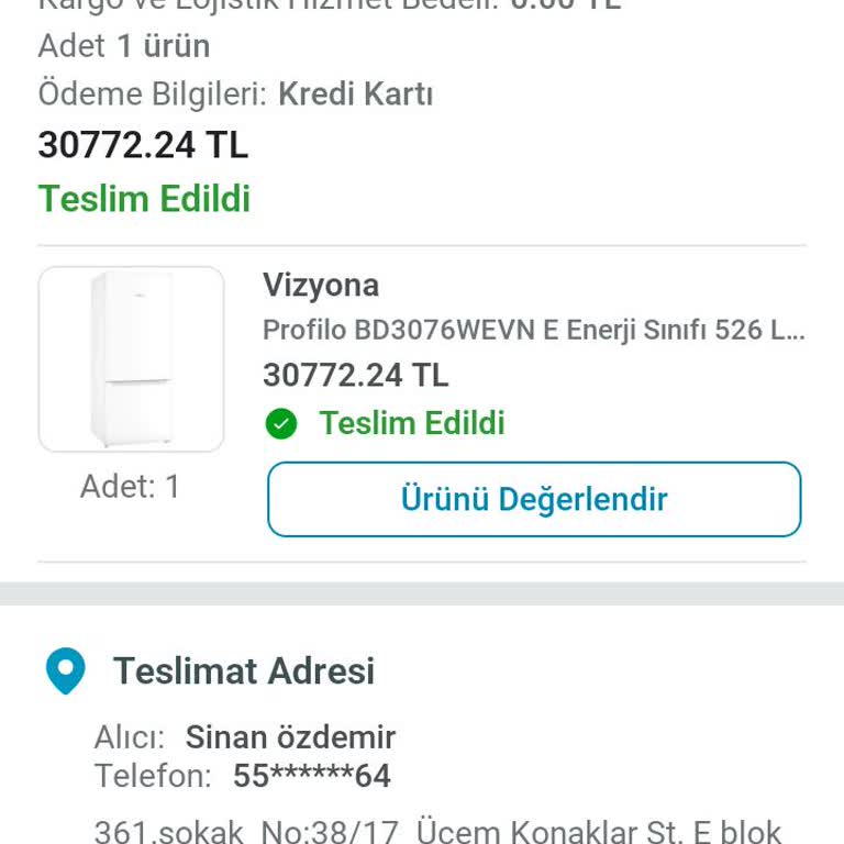 Buzdolabım Teslim Edilmedi Ve Sistem Yanlış Kayıt Gösteriyor