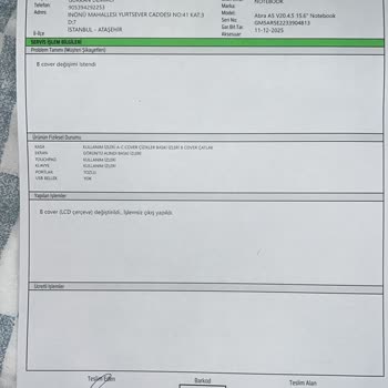 Servis Sırasında Oluşan Çerçeve Çatlağı İçin Ücret Talebi Kabul Edilemez