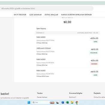Oriflame Cüzdanımda 610,05 TL Avansın Açıklamasız Silinmesi Ve Müşteri Hizmetine Ulaşamama