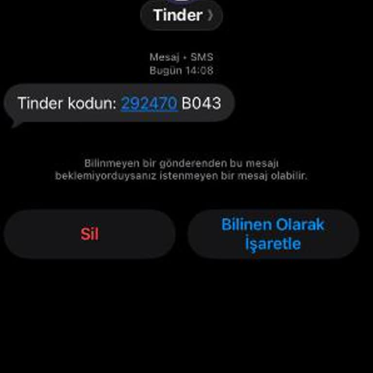 Tinder'dan Telefonuma İzinsiz Onay Kodu SMS'i Geldi