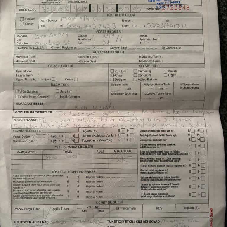 Garanti Kapsamındaki Kurutma Makinesinde Su Sızdırma Ve Haksız Servis Ücreti İadesi