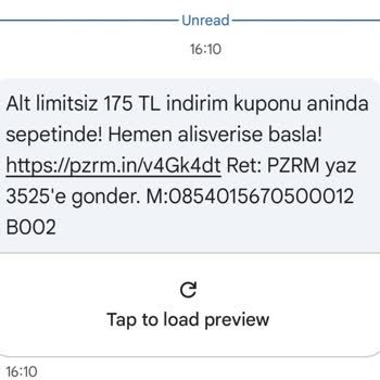 Yanıltıcı SMS Ve Gerçek Olmayan 175 TL Kuponu