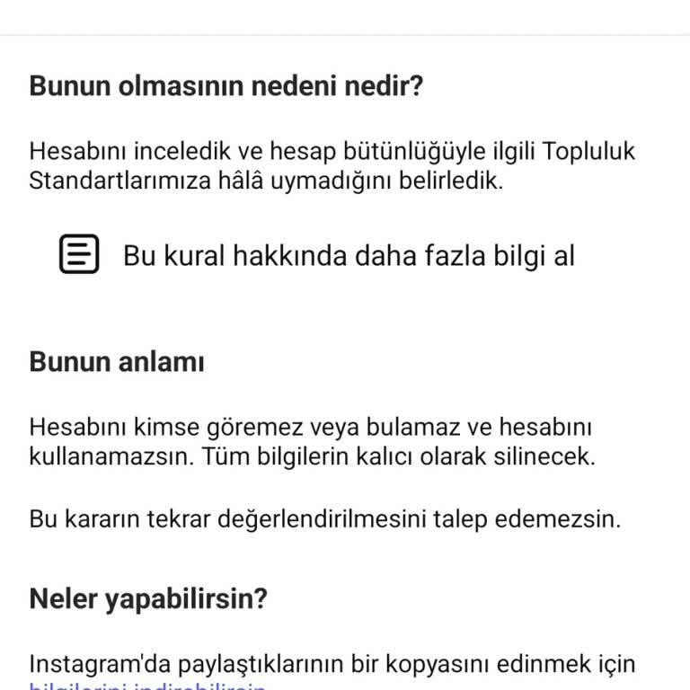 Instagram Hesabım Kalıcı Kapatıldı Açıklama Ve Fotoğraflara Erişim Talebi