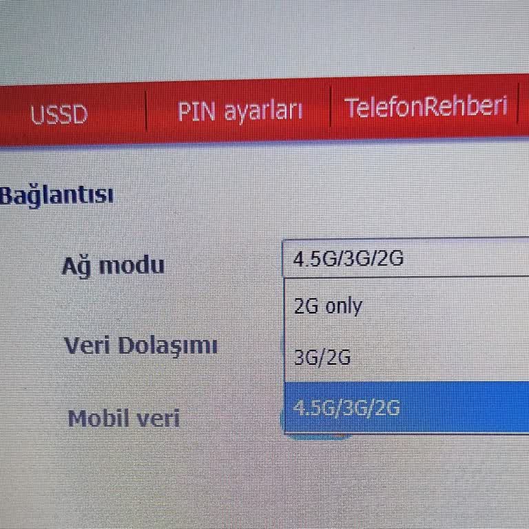 Modemde Sadece 4,5G Seçeneği Yok Ve Hız Düşüklüğü