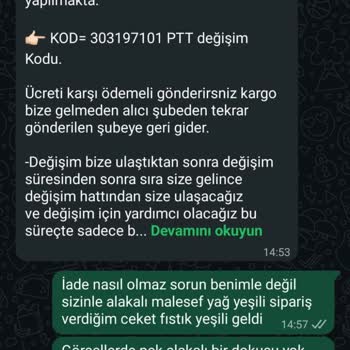 Kapıda Ödeme İle Alınan Ceketlerde Renk Ve Kalite Uyuşmazlığı, İade Talebi Reddedildi