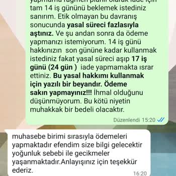 İade Sürecinde Yanıltıcı Bilgi Ve Geciken Ödeme