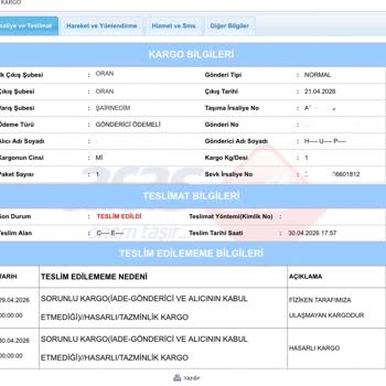 Aras Kargo Kayıp Ve Hasarlı Kargo İçin Acil Çözüm Talebi