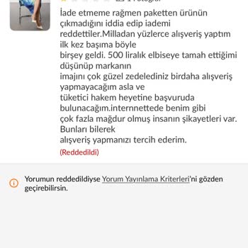 Trendyolmilla Haksız İade Reddi Ve Güven Kaybı