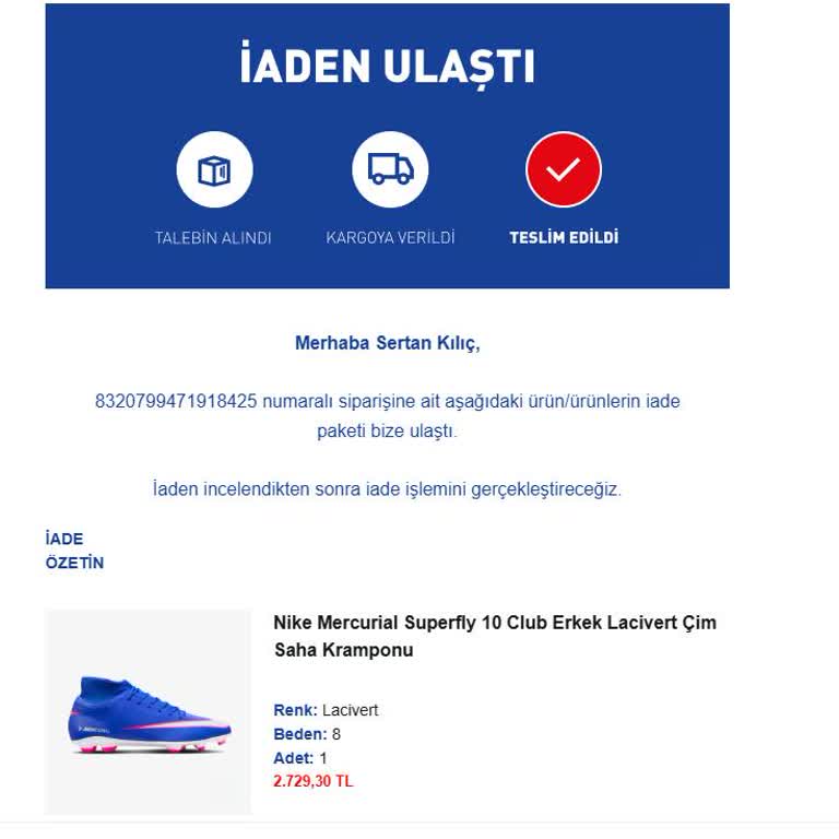 Intersport'ta Geciken İade İşlemi
