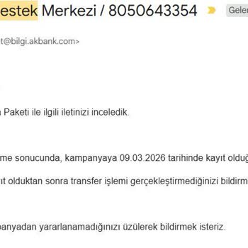 Akbank Mobil Uygulamasında Gelirim Akbank’ta Kampanyasında Hak Edilen Chip Para Verilmedi