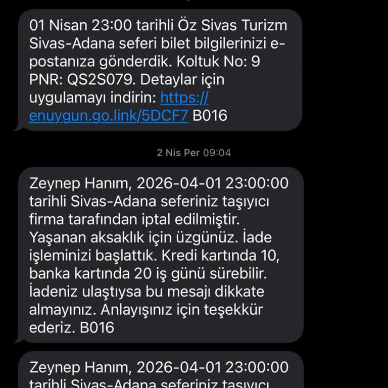 Bilet İptali Sonrası 1000 TL Ücret İadesi Yapılmadı Ve Müşteri Hizmetlerine Ulaşılamıyor