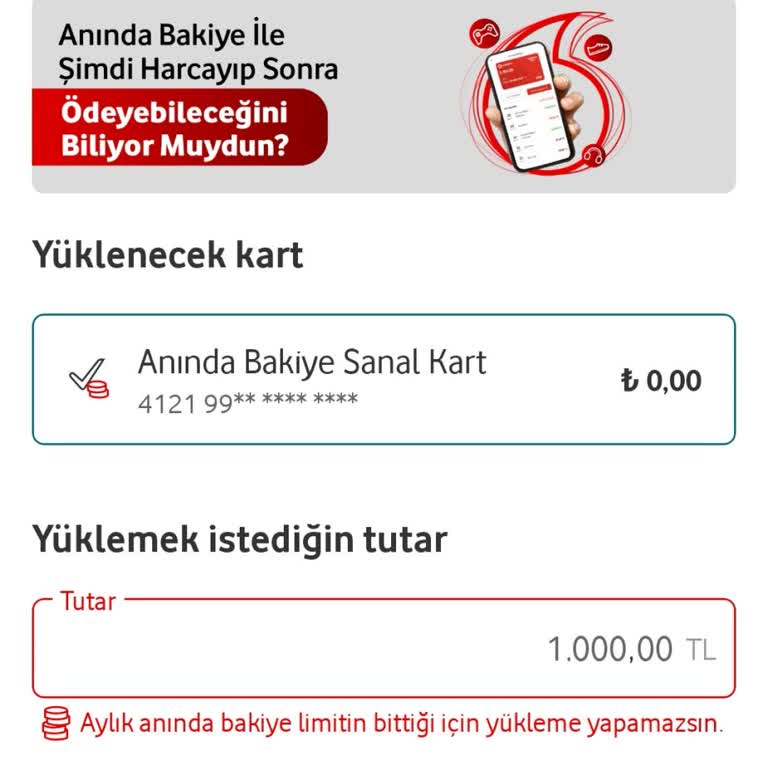 Vodafone Pay Anında Bakiye Limit Doldu Hatası Kullanılamıyor