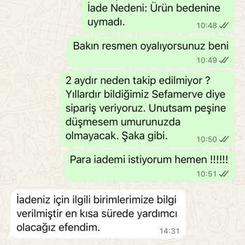 İade Ücreti Ödenmedi Ve WhatsApp Üzerinden Yanıtsızlık