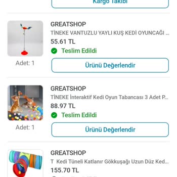 T Şeklindeki Kedi Tüneli Eksik 155,70 TL İade Talebi