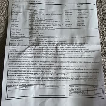 Katlanır Ekran Arızası Garanti Kapsamına Alınmadı