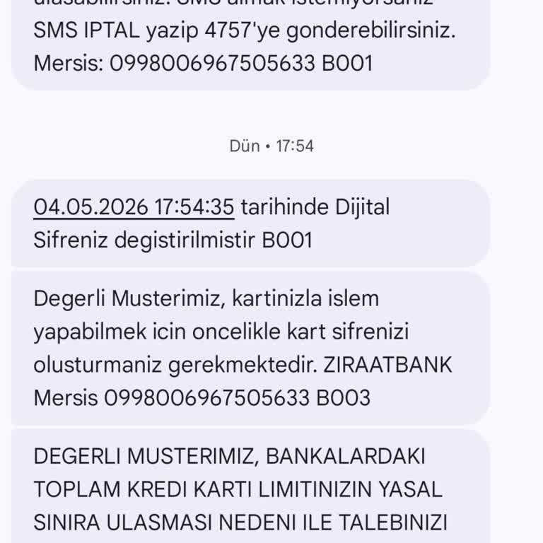 Ziraat Bankası Kredi Kartı Limit Artışı Onaylanmadı