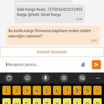 İade Kodu Olmasına Rağmen Sürat Kargo Ürünü Almayı Reddetti