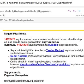 Pegasus'tan Bilet Farkı İadesi Alınamıyor