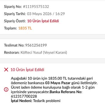 Uzun Bekleme Sonrası Bildirimsiz Sipariş İptali Ve Misafir Mağduriyeti