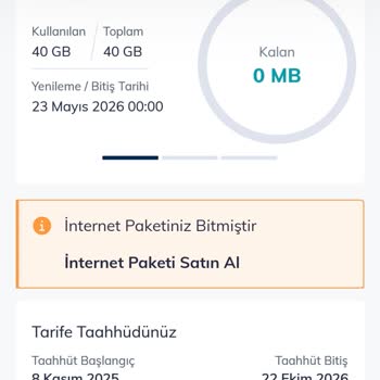 Yeni Harika 40 GB Paketimin 7 Günde Bitmesi Ve Haksız Ücretlendirme