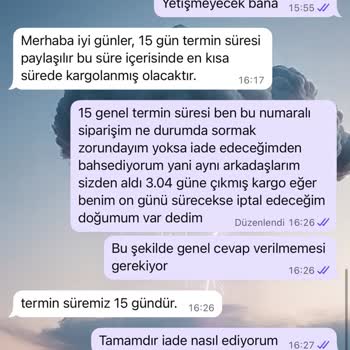 Ufuk Home Kayseri'de Doğum Öncesi Bahçe Takımı Siparişinde Cevapsızlık Ve İlgisizlik