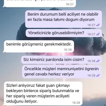 Ufuk Home Kayseri'de Doğum Öncesi Bahçe Takımı Siparişinde Cevapsızlık Ve İlgisizlik