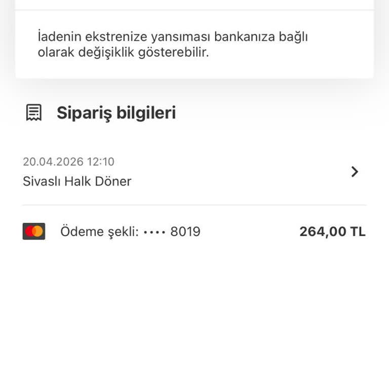 264 TL İade Bankada Görünmüyor