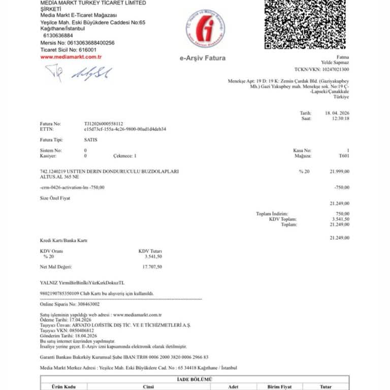 Media Markt’tan Teslim Edilmeyen Buzdolabı İçin İptal Ve Geri Ödeme Talebi