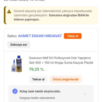 Hepsiburada Ahmet Ensar Hırdavat’tan Yanlış Ürün Gönderimi Ve Eksik 20 Gram Ücret İadesi Talebi