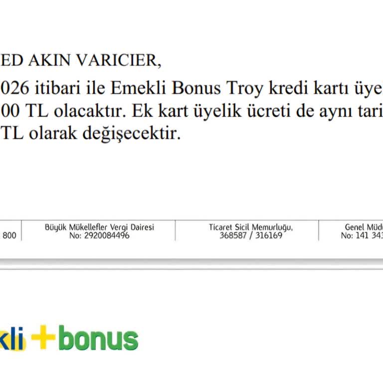 Denizbank Emekli Bonus Troy Kartı Yıllık Üyelik Ücretinin İadesi Talebi