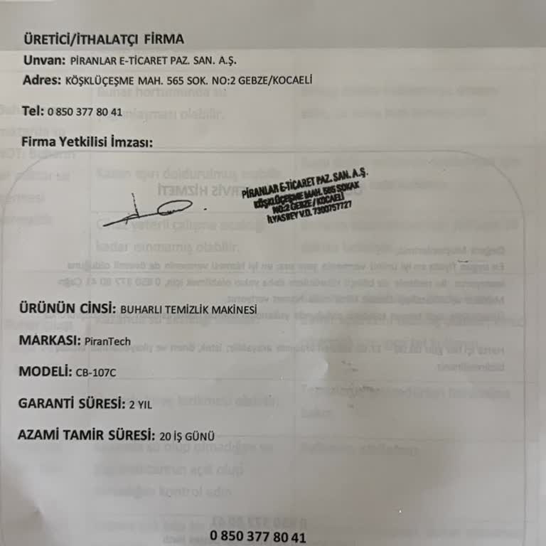 Garanti Süresinde Kırılan Buhar Makinesi Parçası Ve Yedek Parça Bulunamaması