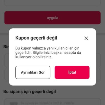 Yemeksepeti İlk Sipariş Kuponu Çalışmıyor Ve Müşteri Hizmetine Ulaşılamıyor