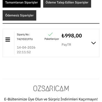 Ozsarıcam Teslim Edilmeyen Sipariş Ve İletişim Sorunları