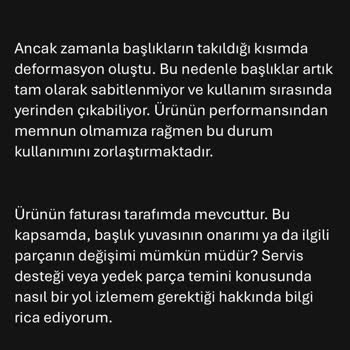 Deforme Başlık Yuvası Ve Yetersiz Müşteri Desteği