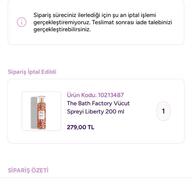 Stok Dışı Ürün İptal Edildi, 279 TL İadesi Gelmedi