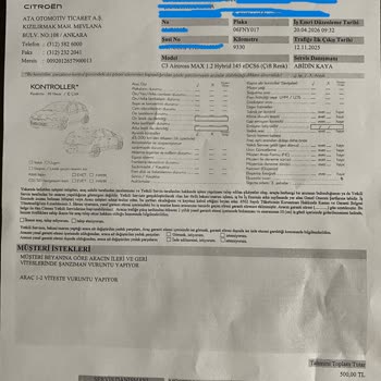 Sıfır Kilometrede Şanzıman Vuruntu Sorunu Ve İkame Araç Verilmemesi