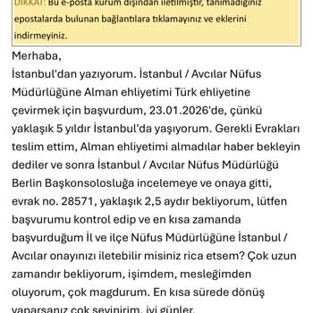 Avcılar Nüfus Müdürlüğü Ve Berlin Konsolosluğu Arasındaki Tebdil Gecikmesi Ciddi Mağduriyet