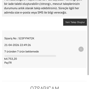 Ürünler Gelmedi, Ödeme İadesi Bekliyor