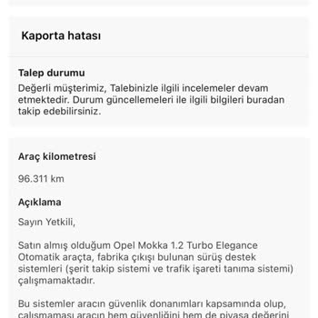 Teslim Edilen Opel Mokka’da Şerit Takip Ve Trafik İşareti Tanıma Sistemlerinin Çalışmaması Gizli Ayıp Olarak Bildirildi