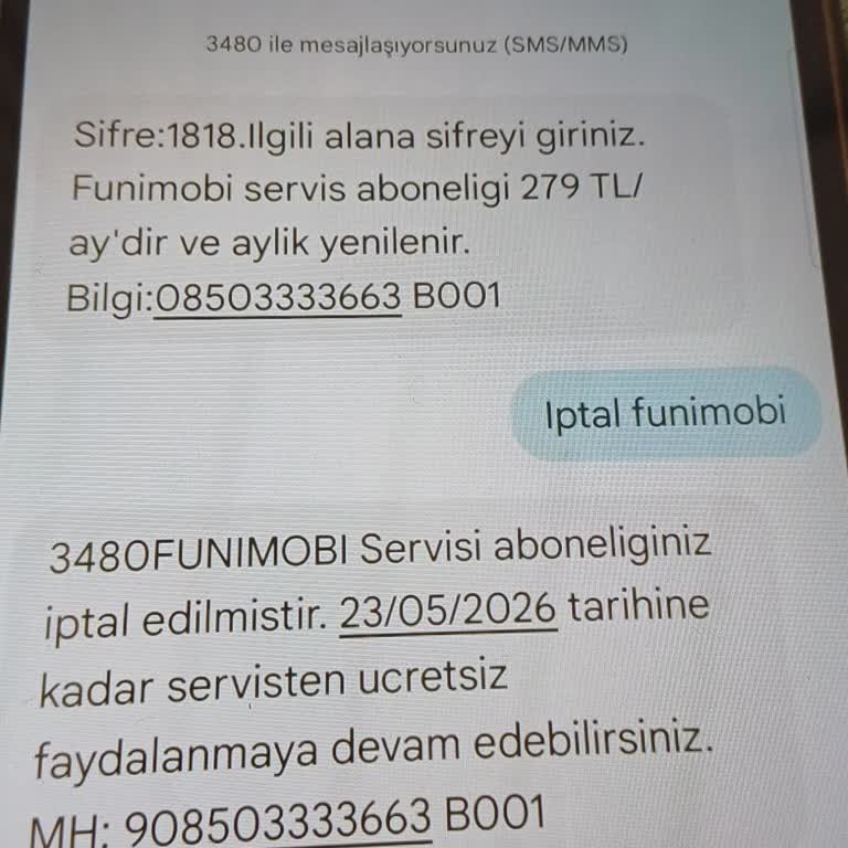 İzinsiz Funimobi Aboneliği Nedeniyle 279 TL Fazla Ücret İtirazı